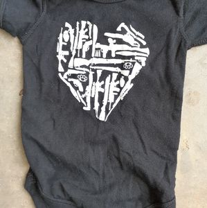 Gun heart onesie